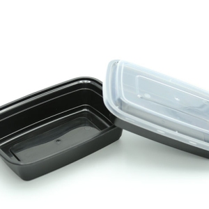 Food Bowl Oval Rectangle Black 1000ml Ideal For Delivery 150 sets / Carton