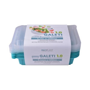 Meal Prep Containers Galeti Turquoise Freezer and Dishwasher Free 5Set 1lt 5Setx30 Set/Box 15Box./Palette