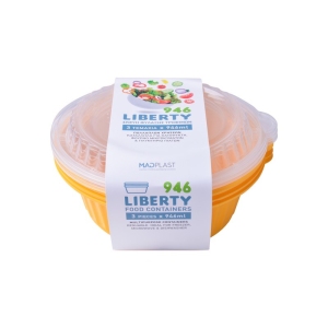 Φαγητοδοχείο Liberty Kίτρινο Κατάλληλο για Πλυντήριο Πιάτων 3τεμ 1lt 3τεμ Χ24 Σετ/Κιβώτιο 20Κιβ./Παλέτα