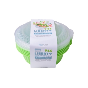 Φαγητοδοχείο Liberty Λαχανί Κατάλληλο για Πλυντήριο Πιάτων 5τεμ 1lt 5τεμ Χ20 Σετ/Κιβώτιο 20Κιβ./Παλέτα