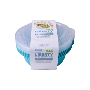 Meal Prep Containers Liberty Turquoise Freezer and Dishwasher Free 5 Set 1lt 5 Set x20 Set/Box 20Box./Palette