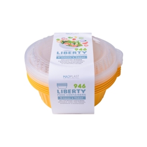 Φαγητοδοχείο Liberty Κίτρινο Κατάλληλο για Πλυντήριο Πιάτων 5τεμ 1lt 5τεμ Χ20 Σετ/Κιβώτιο 20Κιβ./Παλέτα
