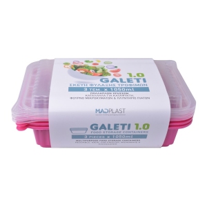 Meal Prep Containers Galeti  Fuchsia Freezer and Dishwasher Free 3Set 1lt 3Set x35 Set/Box 15Box./Palette