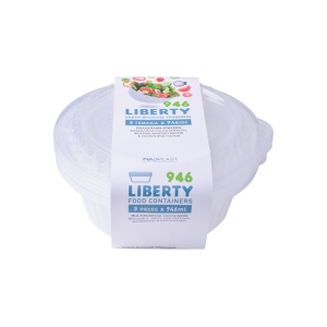 Φαγητοδοχείο Liberty Λευκό Κατάλληλο για Πλυντήριο Πιάτων 3τεμ 1lt 3τεμ Χ24 Σετ/Κιβώτιο 20Κιβ./Παλέτα
